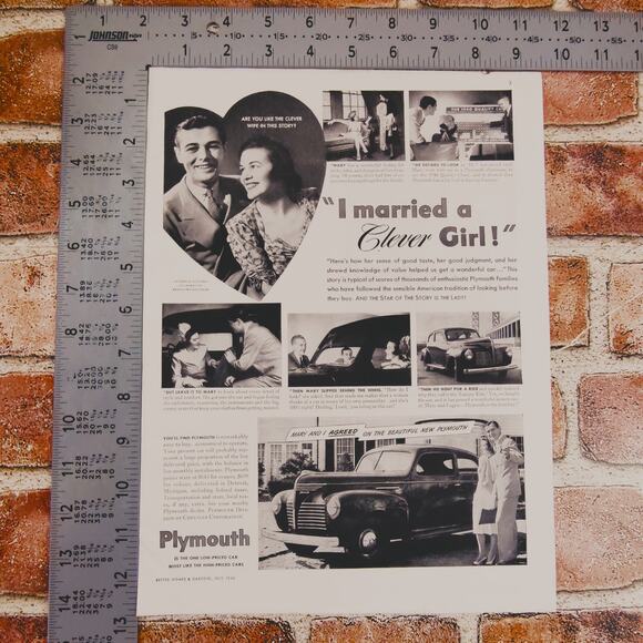 1940 Vintage Plymouth Print Ad "I Married a Clever Girl" Classic Car Advertising - Picture 4 of 11